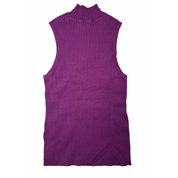 Madewell Ribbed Mock‑Neck Sweater Tank–XL Purple Minimalist Office Versatile NWT - Picture 4 of 7